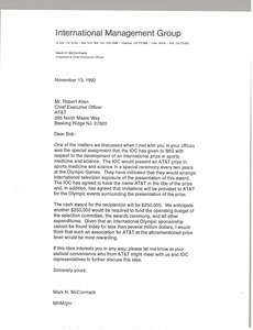 Letter from Mark H. McCormack to Robert Allen