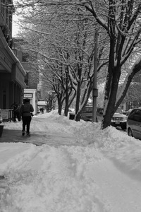 Shops along Route 7 (near the corner of Railraod and Main) after a late-winter snow