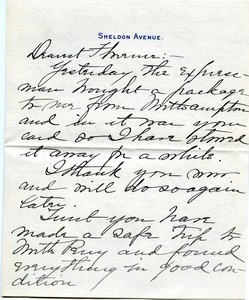 Letter from unidentified correspondent to Florence Porter Lyman