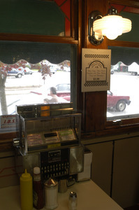 Booth and jukebox at the Miss Florence Diner