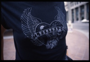 Close-up of 'Lesberado' t-shirt