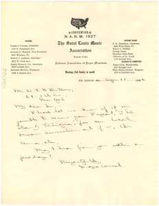Letter from National Association of Negro Musicians, St. Louis Music Association to W. E. B. Du Bois