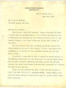 Letter from C. D. B. King to W. E. B. Du Bois