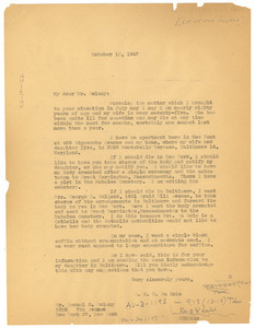 Letter from W. E. B. Du Bois to Levy & Delany Funeral Home