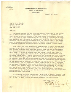 Letter from United States Bureau of the Census to W. E. B. Du Bois