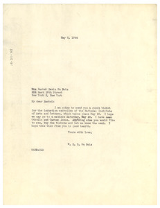 Letter from W. E. B. Du Bois to Rachel Davis DuBois