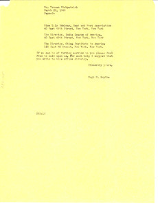 Letter from Hugh H. Smythe to Truman Kirkpatrick