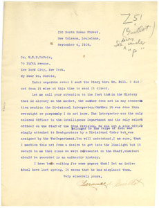 Letter from Clarence A. Guillot to W. E. B. Du Bois