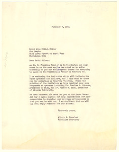 Letter from W. E. B. Du Bois Testimonial Dinner Committee to Rabbi Abba Hillel Silver