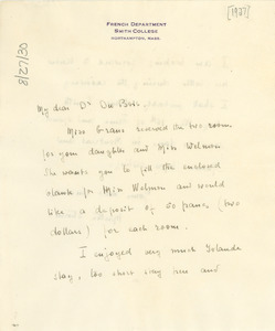 Letter from Marthe Sturm to W. E. B. Du Bois