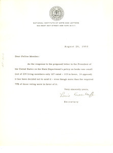Circular letter from National Institute of Arts and Letters to W. E. B. Du Bois