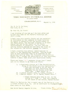 Letter from Edward C. Mickey to W. E. B. Du Bois