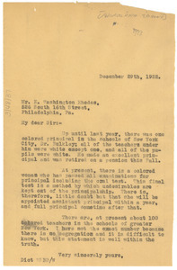 Letter from W. E. B. Du Bois to Philadelphia Tribune