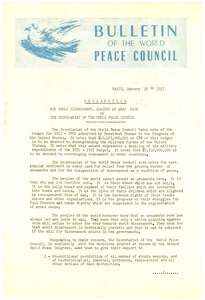Declaration for world disarmament, against an arms race