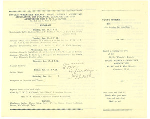 1918 announcement Phyllis Wheatley Branch Young WoMen's Christian Association