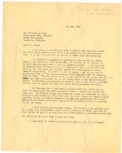 Letter from W. E. B. Du Bois to William R. Hood