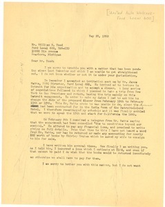 Letter from W. E. B. Du Bois to William R. Hood