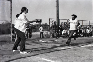 Boston Phoenix vs. WBCN staff softball game: Charles Laquidara running home