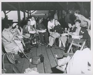 People with disabilities eating lunch