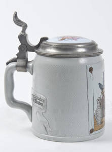 Etched Mettlach Stein Featuring a Drinker