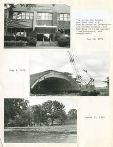 The demolition process of the Memorial Field House, 1979