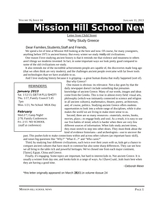Mission Hill School newsletter, January 11, 2013