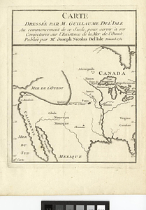 Carte dressée par M. Guillaume De L'Isle au commencement de ce siecle, pour servir à ses conjectures sur l'existence de la Mer de l'Ouest