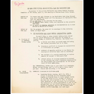 Area urban renewal organizational plan for Washington Park presented to Washington Park Urban Renewal Steering Committee at the Monday, April 9, 1962 meeting at Freedom House Civic Center