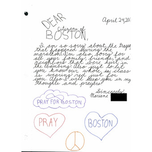 Letter from St. Lucy's School in Long Beach, California