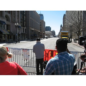 Onlookers view Boylston Street days after 2013 Boston Marathon