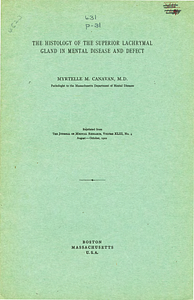 The histology of the superior lachrymal gland in mental disease and defect