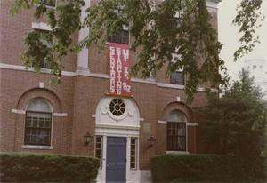 Senior Banner Displayed Outside Park Hall.