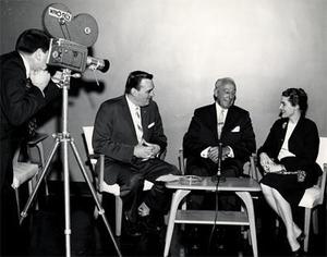 Dave Moore, Lou Little and Virginia Stewart group portrait.