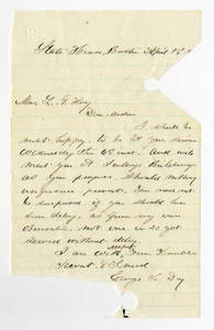 Letter by George L. Day, State House, Boston, Massachusetts, to Mrs. Leander G. King