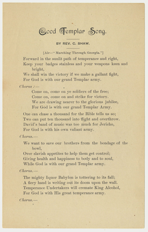 Good Templar song : by Rev. C. Shaw
