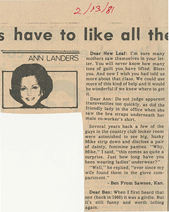 Ann Landers Advice Column (February 13, 1981)