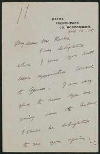 Letter, April 16, 1905, Douglas Hyde to James Jeffrey Roche