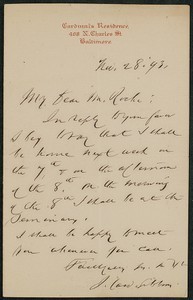 Letter, November 28, 1893, Cardinal James Gibbons to James Jeffrey Roche