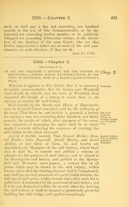 1783 Chap. 0002 An Act For Granting A Lottery For The Purpose Of Rebuilding A Bridge Across Westfield River, In The Town Of Westfield, Nigh To A Place Called Seller's Mills.