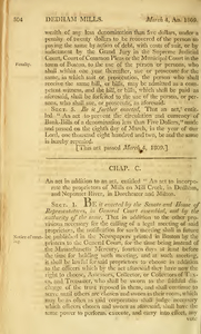 1808 Chap. 0100. An Act In Addition To An Act, Entitled "An Act To Incorporate The Proprietors Of Mills On Mill Creek, In Dedham, And Neponset River, In Dorchester And Milton."