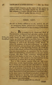 1809 Chap. 0066. An Act In Further Addition To An Act, Entitled, An Act To Incorporate Sundry Persons Into A Company By The Name Of The Proprietors Of The Exchange Coffee House.