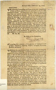 Boston, February 25, 1775. Gentlemen : The following Proceedings and Votes of the joint committees of this and seven other towns are conveyed to you by their unanimous request... At a meeting of the Committees of Correspondence of the several towns of Boston, Charlestown, Cambridge, Medford, Lexington, Watertown, Brookline and Concord ...