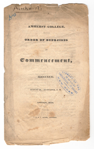 Amherst College Commencement program, 1831 August 24