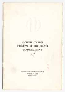 Amherst College Commencement program, 1969 June 6