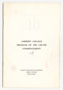 Amherst College Commencement program, 1969 June 6