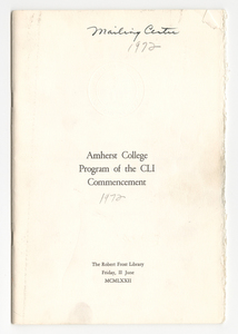 Amherst College Commencement program, 1972 June 2