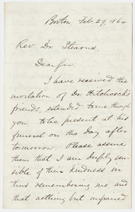 Jacob Merrill Manning letter to William Augustus Stearns, 1864 February 29