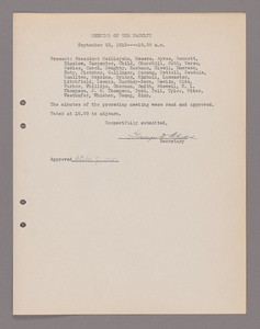 Amherst College faculty meeting minutes 1915/1916