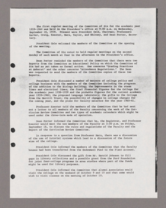 Amherst College faculty meeting minutes and Committe of Six meeting minutes 1959/1960