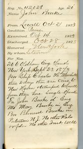 Tewksbury Almshouse Intake Record: Burke, John